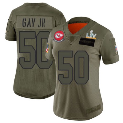 Nike Kansas City Chiefs #50 Willie Gay Jr. Camo Women's Super Bowl LV Bound Stitched NFL Limited 2019 Salute To Service Jersey